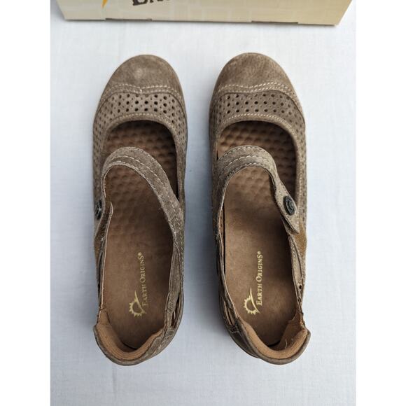 Earth Origins Flats Size 8 Mary Janes Suede Adjustable Strap Comfortable - Picture 6 of 10